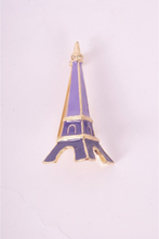Lila Eiffeltoren broche met goud