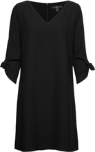 Crêpe Dress With Laser-Cut Details Knælang Kjole Black Esprit Collection