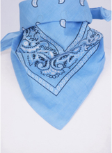 Lichtblauwe boerenzakdoek / bandana met klassiek motief