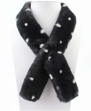 Smalle zwarte polka dot bont das/sjaal