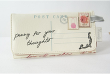 Handgemaakte portemonnee met postkaart thema