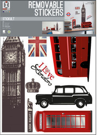 Vægklistermærke London 50 x 70 cm vinyl rød/sort