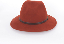 Cognac kleurige wollen fedora hoed