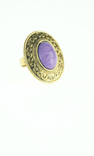 koperen ring met lila steen