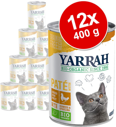 Sparpaket Yarrah Bio Pâté 12 x 400 g - Mix: Bio Huhn + Fisch