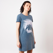 The Thing Man Is The Warmest Place To Hide Women's T-Shirt Dress - Navy Acid Wash - XS