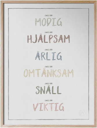 Jeg Er, Dusty Pastel - Jag Är På Danska Home Kids Decor Posters & Frames Posters Feelings Multi/mønstret Kunskapstavlan®*Betinget Tilbud