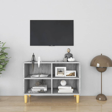 vidaXL TV-bänk med massiva ben grå sonoma-ek 69,5x30x50 cm
