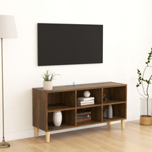 vidaXL TV-bänk med massiva träben brun ek 103,5x30x50 cm