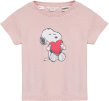 Snoopy Printed T-Shirt T-shirts Short-sleeved Rosa Mango*Betinget Tilbud