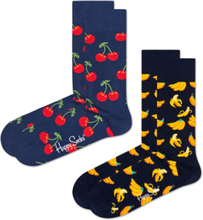 2-Pack Classic Cherry Socks Lingerie Socks Regular Socks Navy Happy Socks