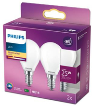 Philips: 2-pack LED E14 Klot 25W Frost 250lm