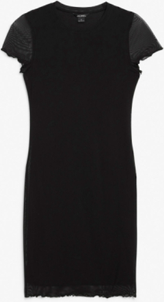 Short sleeved bodycon dress - Black