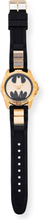 DC Comics Batgirl Black Silicone Strap with Brushed Goldtone Link Watch