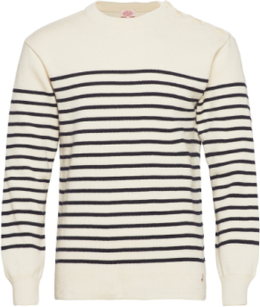 Striped Mariner Sweater "Molène" Strikkegenser M. Rund Krage Rosa Armor Lux*Betinget Tilbud