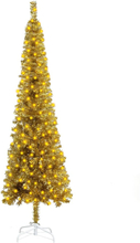 vidaXL Slankt juletre med LED gull 150 cm