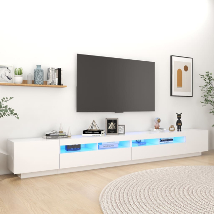 vidaXL TV-bänk med LED-belysning vit 300x35x40 cm