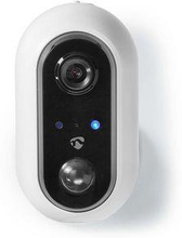 Nedis SmartLife Utomhus Kamera | Wi-Fi | Full HD 1080p | IP65 | Max. batteritid: 4 månader | microSD (ingår inte) / Molnlagring (tillval) | 5 V DC | Med rörelsesensor | Nattsikt | Android- / IOS | Vit
