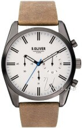 s.Oliver SO-3867-LC Classic Sølvfarvet/Læder Ø43 mm