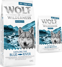 12 kg + 1 kg gratis! Wolf of Wilderness Trockenfutter 13 kg - "Explore The Blue River" Mobility - Freilandhuhn & Lachs