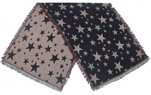 Tørklæde stjerner damer 70 x 180 cm akryl rød/blå