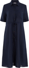 Linen Midi Dress Ss Dresses Shirt Dresses Marineblå Tommy Hilfiger*Betinget Tilbud