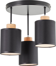 BRILLIANT lampa, Vonnie runt tak 3-lågor svart/träfärgad, 3x A60, E27, 25W, trä från hållbart skogsbruk (FSC)