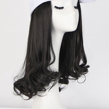 8261W Hat Wig Short Pear Roll Detachable Wig Hat, Separate Wig(Black Wig)