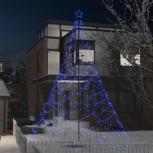 vidaXL Albero di Natale con Palo in Metallo 1400 LED Blu 5 m