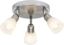 BRILLIANT lampa Bethany LED rund spotlight 3-lågor järn / krom / vit-alabaster | 3x LED-D45, E14, 4W LED dropplampa ingår, (450lm, 2700K) | Skala A ++