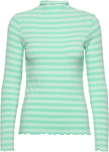 5X5 Stripe Trutte Tee Tops T-shirts & Tops Long-sleeved Green Mads Nørgaard