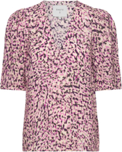 D6Doja Puff Sleeve Top Tops Blouses Short-sleeved Pink Dante6