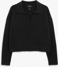 Soft knit polo sweater - Black