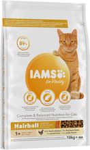 Zum Sonderpreis! IAMS Katzenfutter 10 kg / 15 kg - Vitality Hairball Ausgewachsene Katzen Huhn (10 kg)