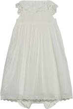 Skirt With Embroidered Details And Frog Dresses & Skirts Dresses Baby Dresses Sleevless Baby Dresses Hvit Mango*Betinget Tilbud