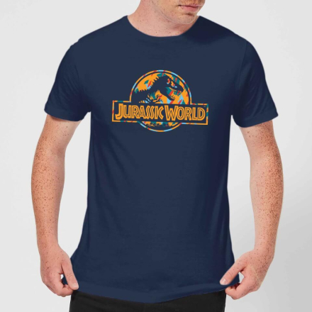 Jurassic Park Logo Tropical Men's T-Shirt - Navy - XL