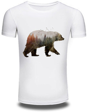 Mens Summer Creative 3D Bear Printed O-neck Short Sleeve Casual T-shirt