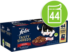 Felix "Tasty Shreds" Pouches 44 x 80 g - Geschmacksvielfalt Vom Land