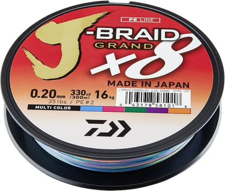 Daiwa J-Braid Grand X8 multicolor 300 m flätlina