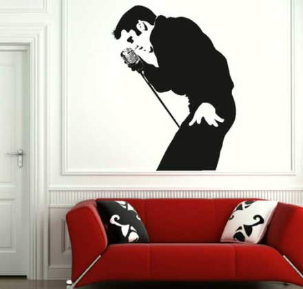Väggdekor -Elvis 67 x 90 cm, svart dekor