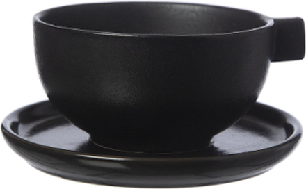 Teacup W Saucer Home Tableware Cups & Mugs Tea Cups Svart ERNST*Betinget Tilbud