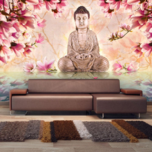 Fototapet - Buddha and Magnolia 450 x 270 cm (Zen & Asien)