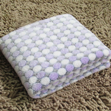 Soft Flannel Pet Blanket Dots Printed Breathable Bed Mat Warm Pet Sleeping Cushion Cover for Pet Dog Cat, Size:L(Purple)
