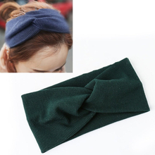 Women Widened Hair Bands Spiral Double Cloth Knit Solid Color Headwear Fashion Headbands Hair Accessories(Dark green)