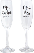 Friends Ross and Rachel Champagne Flutes