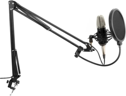 Studio set stormembran mikrofon inkl bordsarm, spindel, vindskydd, kabel