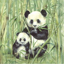 40x Groene 3-laags servetten pandaberen 33 x 33 cm
