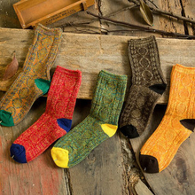 Women Knitted Mixed Multicolor Boots Cotton Socks Harajuku Hosiery Style Knitting Elastic Stockings