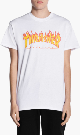 Thrasher - Flame Tee - Hvid - XXL