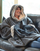 Snug Rug Eskimo Sherpa Fleece Hoodie i Grå